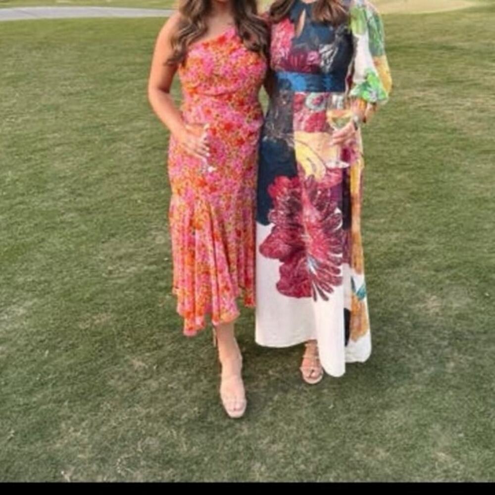 SAAKSHA & KINNI Multicolored Floral Daisy Crew Neck Short Sleeve Dress size XS - Picture 13 of 15